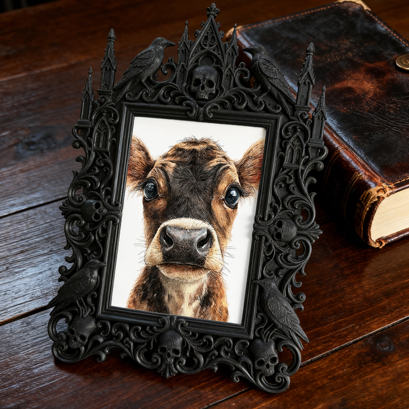 One-of-a-kind Gothic Dark-style Photo Frame | Witchy Moon Water Bottle Shop Decor, Photo Ornament, Wall-mountable & Tabletop, Portable Frame