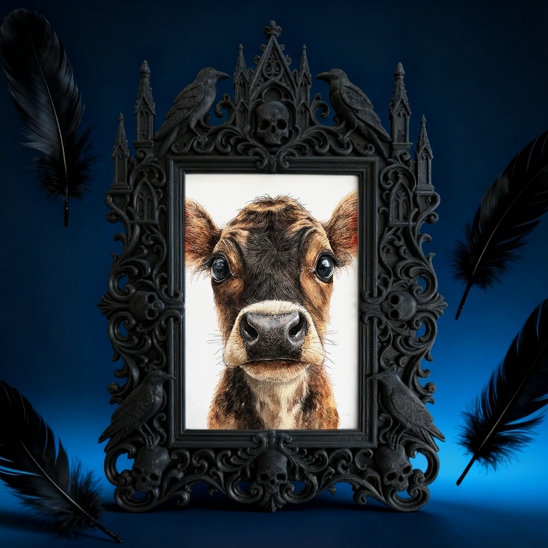 One-of-a-kind Gothic Dark-style Photo Frame | Witchy Moon Water Bottle Shop Decor, Photo Ornament, Wall-mountable & Tabletop, Portable Frame
