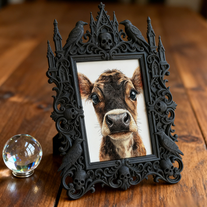 One-of-a-kind Gothic Dark-style Photo Frame | Witchy Moon Water Bottle Shop Decor, Photo Ornament, Wall-mountable & Tabletop, Portable Frame