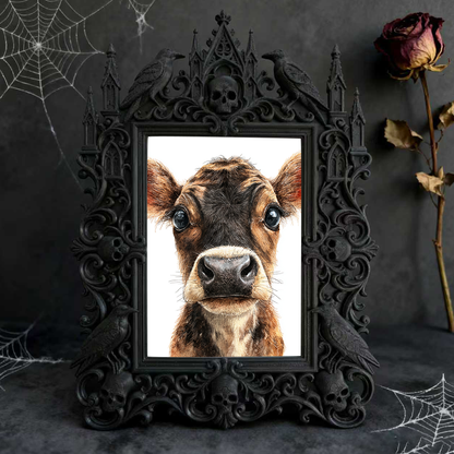 One-of-a-kind Gothic Dark-style Photo Frame | Witchy Moon Water Bottle Shop Decor, Photo Ornament, Wall-mountable & Tabletop, Portable Frame