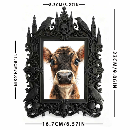 One-of-a-kind Gothic Dark-style Photo Frame | Witchy Moon Water Bottle Shop Decor, Photo Ornament, Wall-mountable & Tabletop, Portable Frame