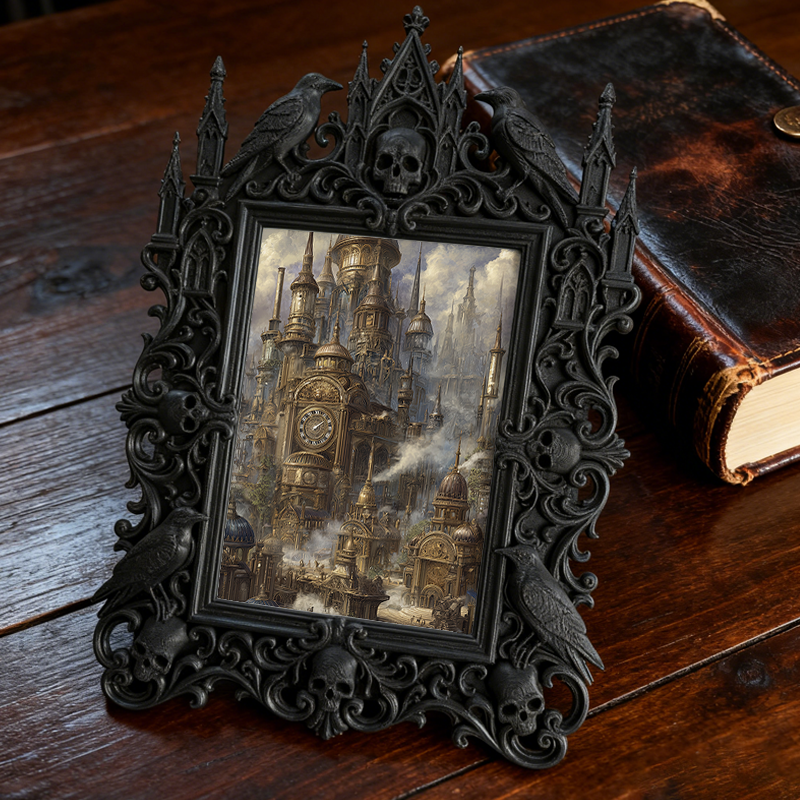 Sturdy-built Gothic Dark-style Photo Frame | Gothic Skateboard Shop Waiting Area Decor, Photo Ornament, Dual-use Display, Wear-resistant Fra