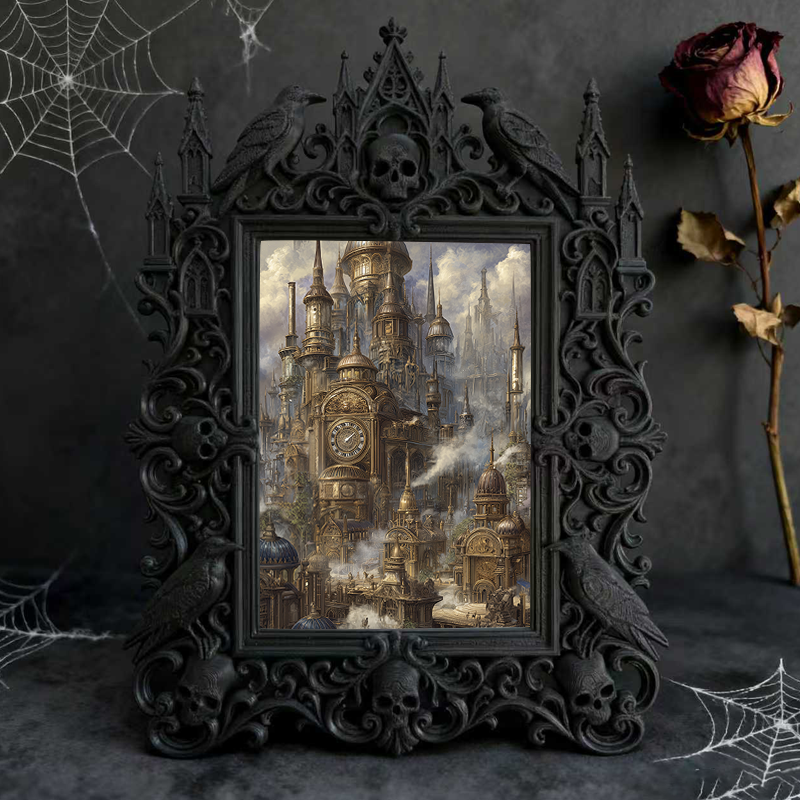 Sturdy-built Gothic Dark-style Photo Frame | Gothic Skateboard Shop Waiting Area Decor, Photo Ornament, Dual-use Display, Wear-resistant Fra