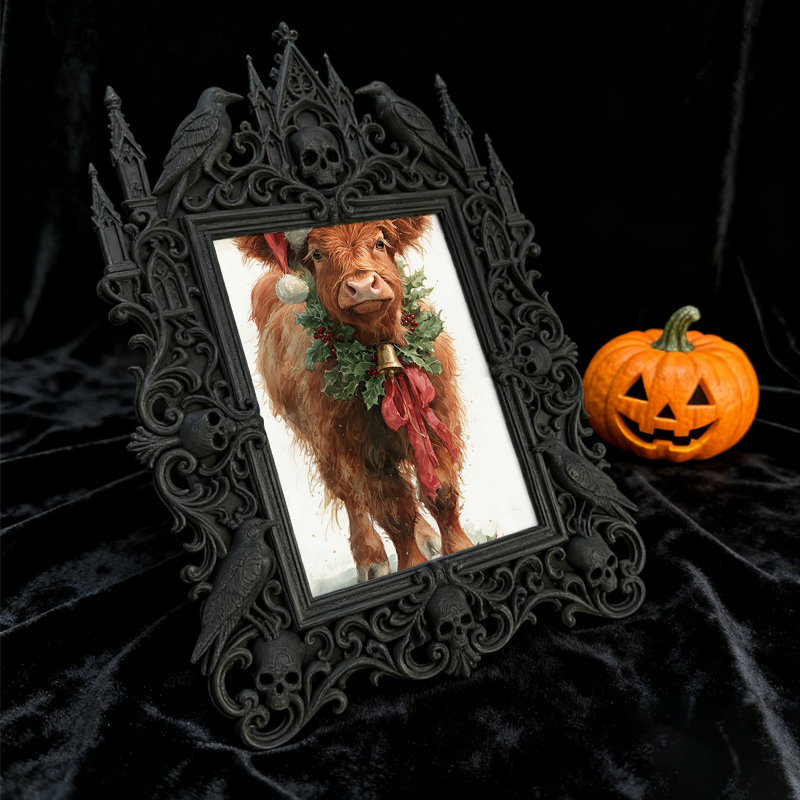 Elegant-dark-vibe Gothic Dark-style Photo Frame | Paranormal Themed Caf茅 Counter Decor, Photo Ornament, Wall-mountable & Tabletop, Elegant F