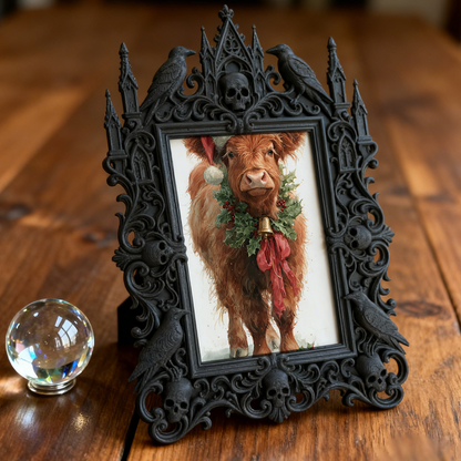 Elegant-dark-vibe Gothic Dark-style Photo Frame | Paranormal Themed Caf茅 Counter Decor, Photo Ornament, Wall-mountable & Tabletop, Elegant F