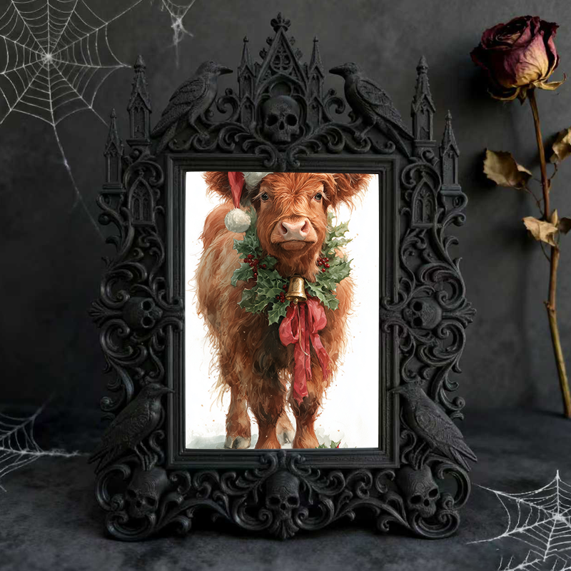 Elegant-dark-vibe Gothic Dark-style Photo Frame | Paranormal Themed Caf茅 Counter Decor, Photo Ornament, Wall-mountable & Tabletop, Elegant F