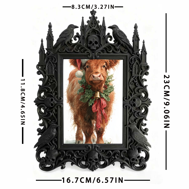 Elegant-dark-vibe Gothic Dark-style Photo Frame | Paranormal Themed Caf茅 Counter Decor, Photo Ornament, Wall-mountable & Tabletop, Elegant F