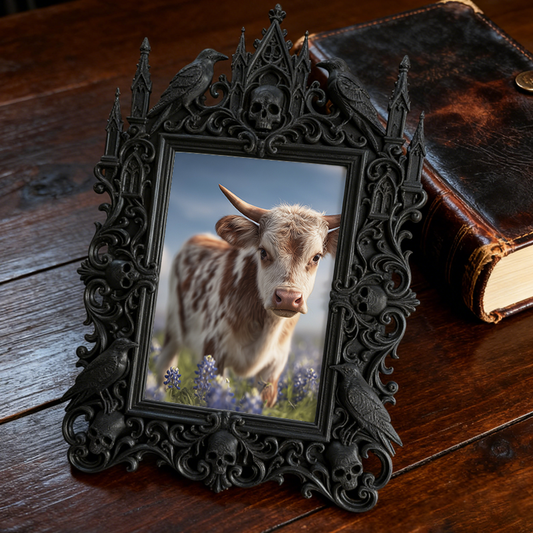 Bold-dark-chic Gothic Dark-style Photo Frame | Dark Fantasy Miniature Wargame Shop Decor, Photo Ornament, Wall-mountable & Tabletop, Creativ