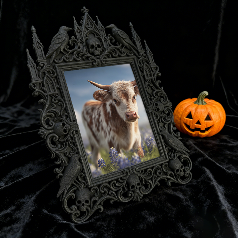 Bold-dark-chic Gothic Dark-style Photo Frame | Dark Fantasy Miniature Wargame Shop Decor, Photo Ornament, Wall-mountable & Tabletop, Creativ