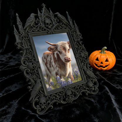 Bold-dark-chic Gothic Dark-style Photo Frame | Dark Fantasy Miniature Wargame Shop Decor, Photo Ornament, Wall-mountable & Tabletop, Creativ