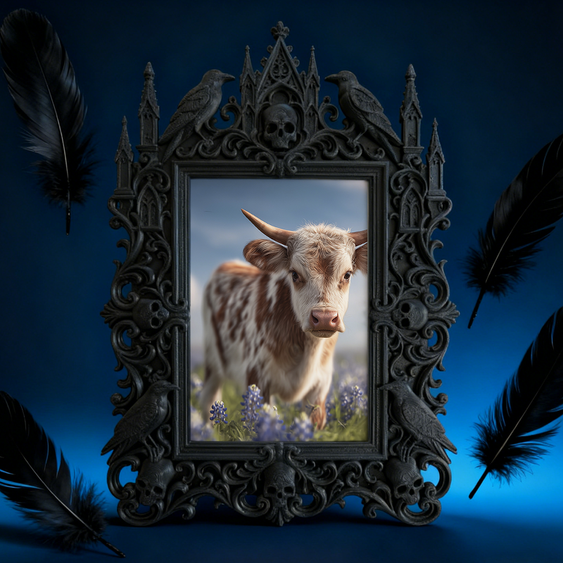 Bold-dark-chic Gothic Dark-style Photo Frame | Dark Fantasy Miniature Wargame Shop Decor, Photo Ornament, Wall-mountable & Tabletop, Creativ