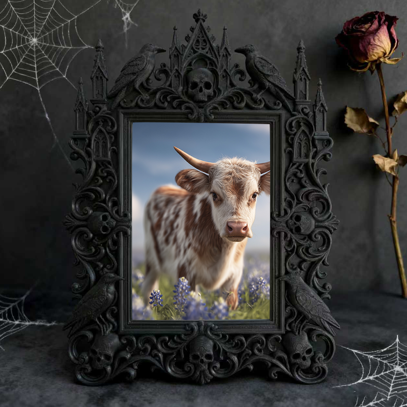 Bold-dark-chic Gothic Dark-style Photo Frame | Dark Fantasy Miniature Wargame Shop Decor, Photo Ornament, Wall-mountable & Tabletop, Creativ