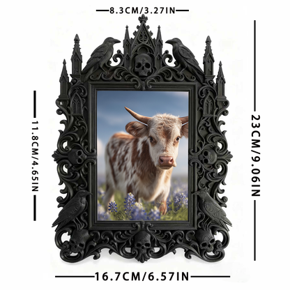 Bold-dark-chic Gothic Dark-style Photo Frame | Dark Fantasy Miniature Wargame Shop Decor, Photo Ornament, Wall-mountable & Tabletop, Creativ