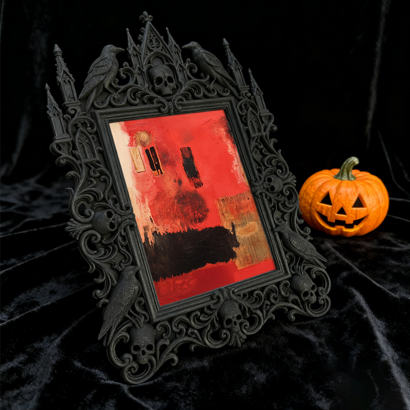 Reel-trending Gothic Dark-style Photo Frame | Ghost-themed Book Nook Shelf Decor, Photo Ornament, Wall-mountable & Tabletop, Plastic Frame