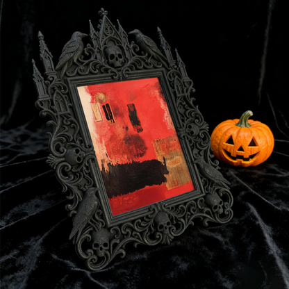 Reel-trending Gothic Dark-style Photo Frame | Ghost-themed Book Nook Shelf Decor, Photo Ornament, Wall-mountable & Tabletop, Plastic Frame