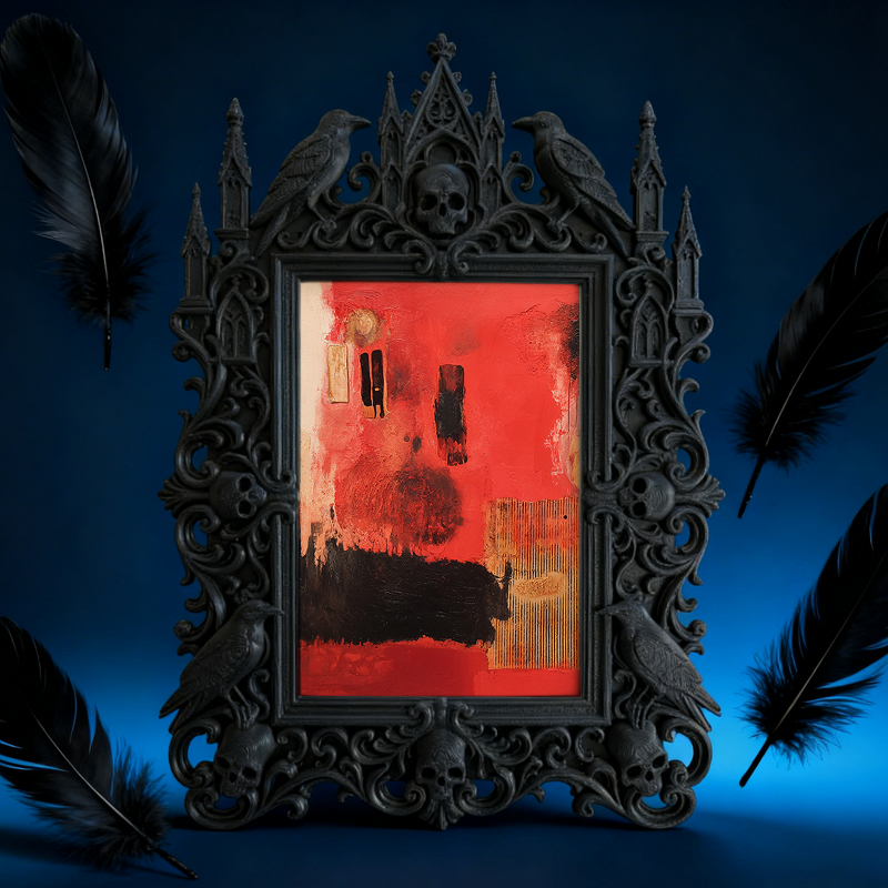 Reel-trending Gothic Dark-style Photo Frame | Ghost-themed Book Nook Shelf Decor, Photo Ornament, Wall-mountable & Tabletop, Plastic Frame