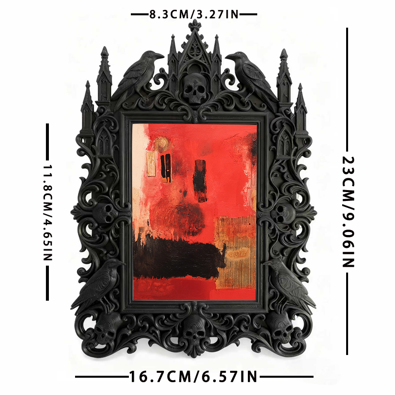 Reel-trending Gothic Dark-style Photo Frame | Ghost-themed Book Nook Shelf Decor, Photo Ornament, Wall-mountable & Tabletop, Plastic Frame