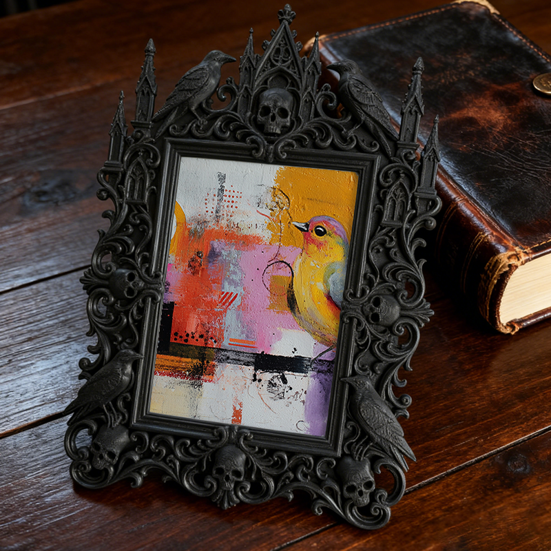 Top-pick Gothic Dark-style Photo Frame | Dark Academia Student Calligraphy Studio Decor, Photo Ornament, Wall/Table Dual-use, Durable Frame