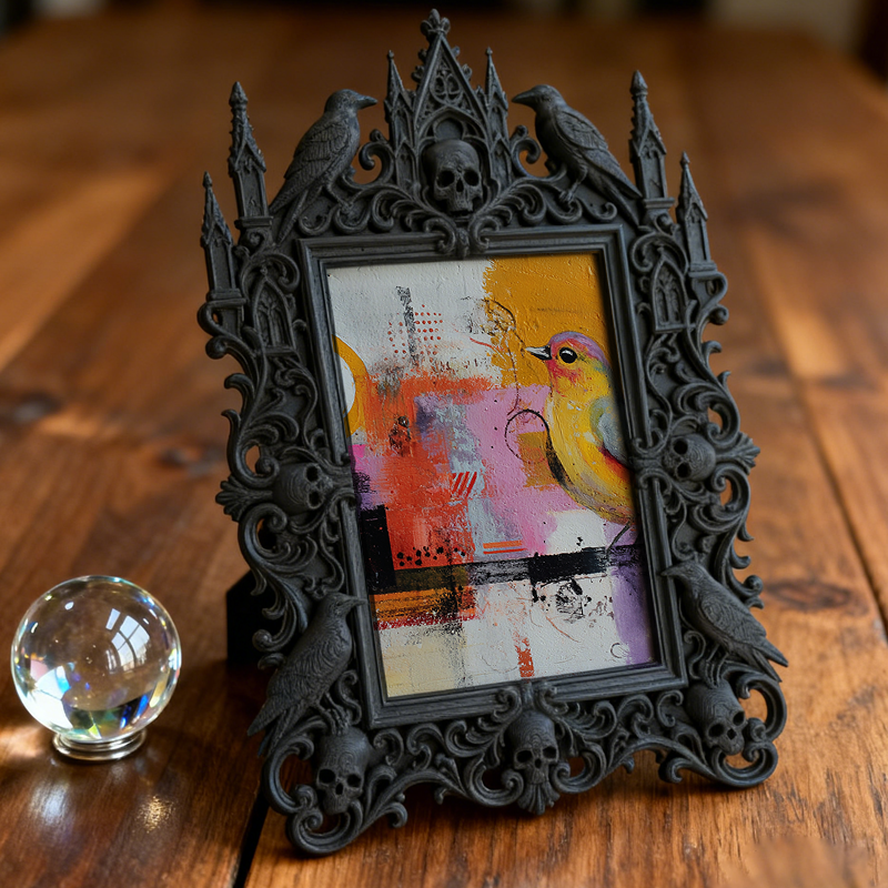 Top-pick Gothic Dark-style Photo Frame | Dark Academia Student Calligraphy Studio Decor, Photo Ornament, Wall/Table Dual-use, Durable Frame