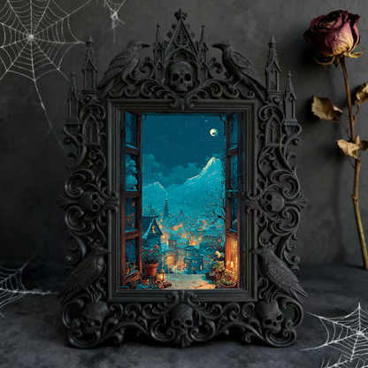 Fan-obsessed Gothic Dark-style Photo Frame | Halloween Haunted Corn Maze Photo Spot Decor, Photo Ornament, Wall-mountable & Tabletop, Lightw