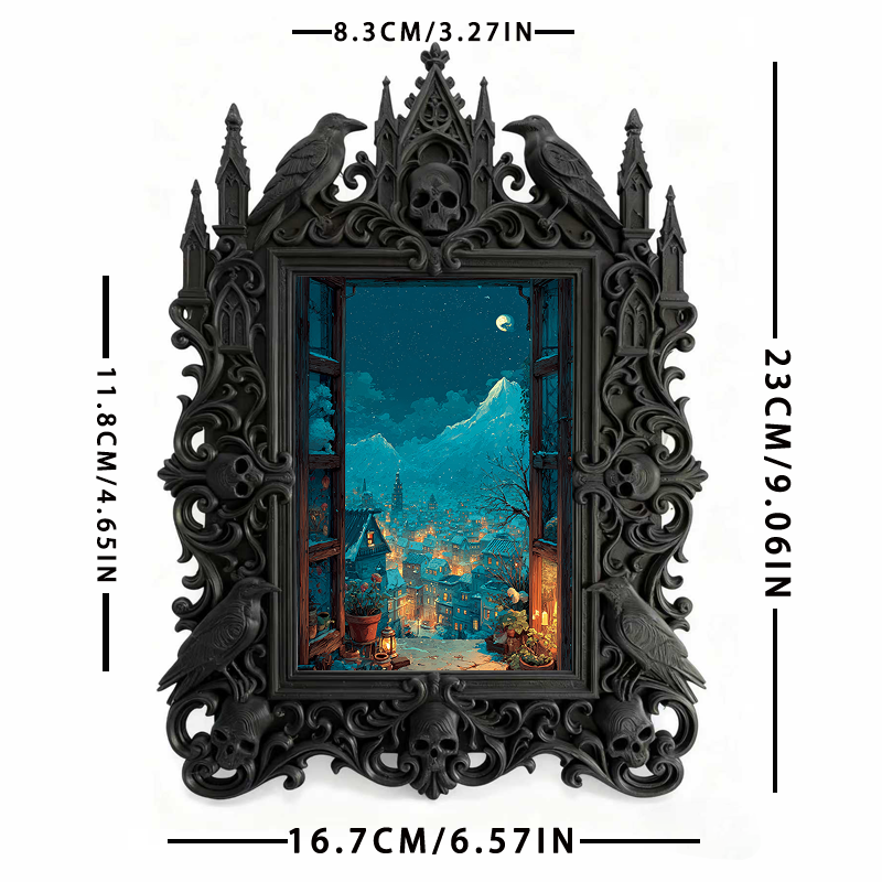 Fan-obsessed Gothic Dark-style Photo Frame | Halloween Haunted Corn Maze Photo Spot Decor, Photo Ornament, Wall-mountable & Tabletop, Lightw