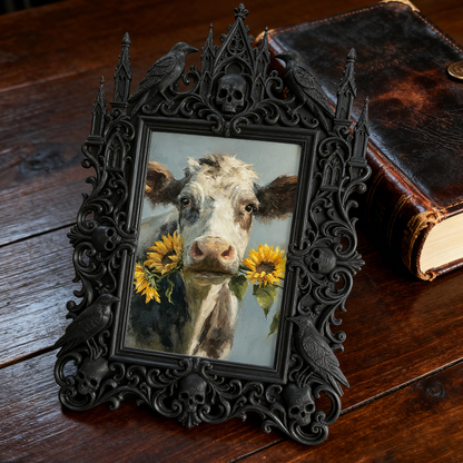 Fast-moving Gothic Dark-style Photo Frame | Gothic Wine Tasting Room Table Decor, Photo Ornament, Dual-use Display, Retro Plastic Frame