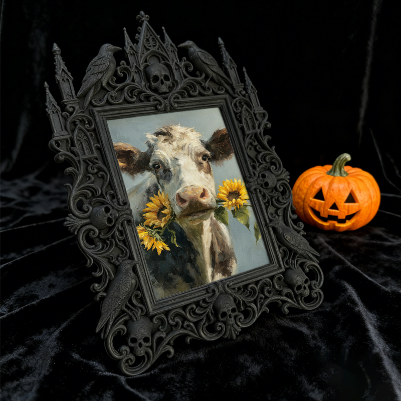 Fast-moving Gothic Dark-style Photo Frame | Gothic Wine Tasting Room Table Decor, Photo Ornament, Dual-use Display, Retro Plastic Frame