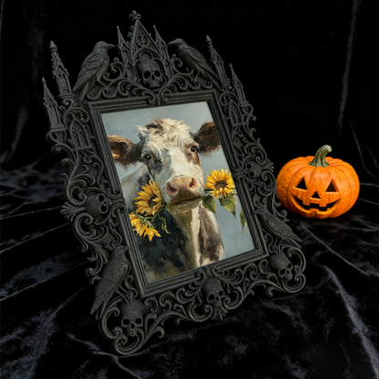 Fast-moving Gothic Dark-style Photo Frame | Gothic Wine Tasting Room Table Decor, Photo Ornament, Dual-use Display, Retro Plastic Frame