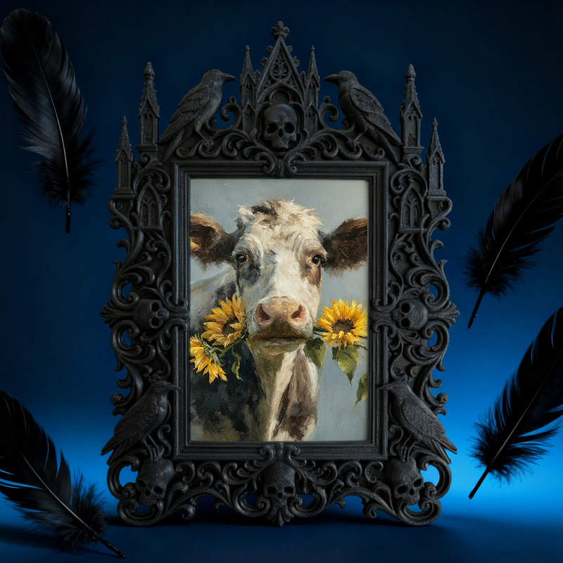 Fast-moving Gothic Dark-style Photo Frame | Gothic Wine Tasting Room Table Decor, Photo Ornament, Dual-use Display, Retro Plastic Frame