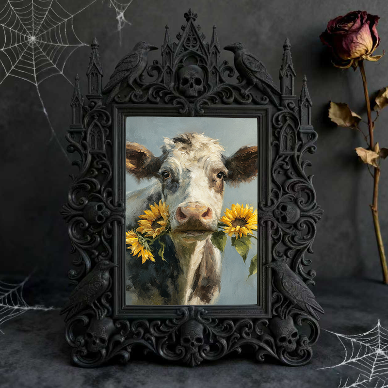 Fast-moving Gothic Dark-style Photo Frame | Gothic Wine Tasting Room Table Decor, Photo Ornament, Dual-use Display, Retro Plastic Frame