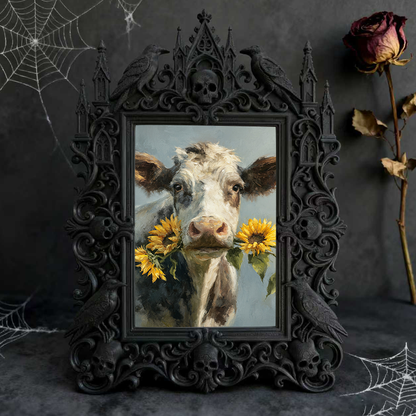 Fast-moving Gothic Dark-style Photo Frame | Gothic Wine Tasting Room Table Decor, Photo Ornament, Dual-use Display, Retro Plastic Frame