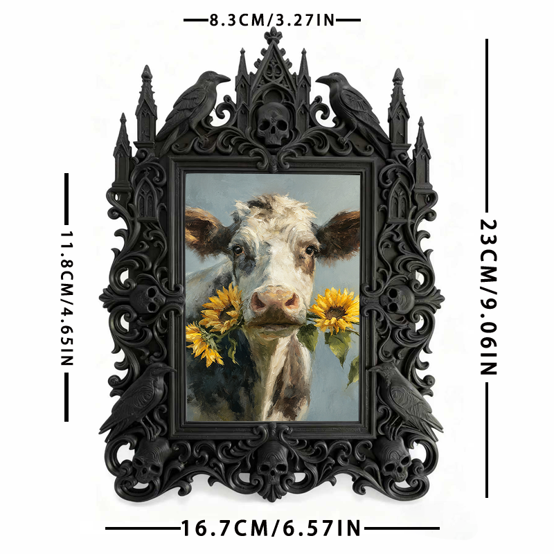 Fast-moving Gothic Dark-style Photo Frame | Gothic Wine Tasting Room Table Decor, Photo Ornament, Dual-use Display, Retro Plastic Frame