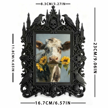 Fast-moving Gothic Dark-style Photo Frame | Gothic Wine Tasting Room Table Decor, Photo Ornament, Dual-use Display, Retro Plastic Frame