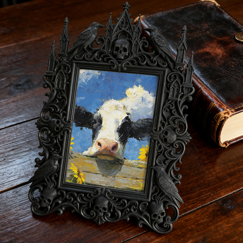 Buzzworthy Gothic Dark-style Photo Frame | Witchy Spell Candle Making Party Decor, Photo Ornament, Wall-mountable & Tabletop, Scratch-resist