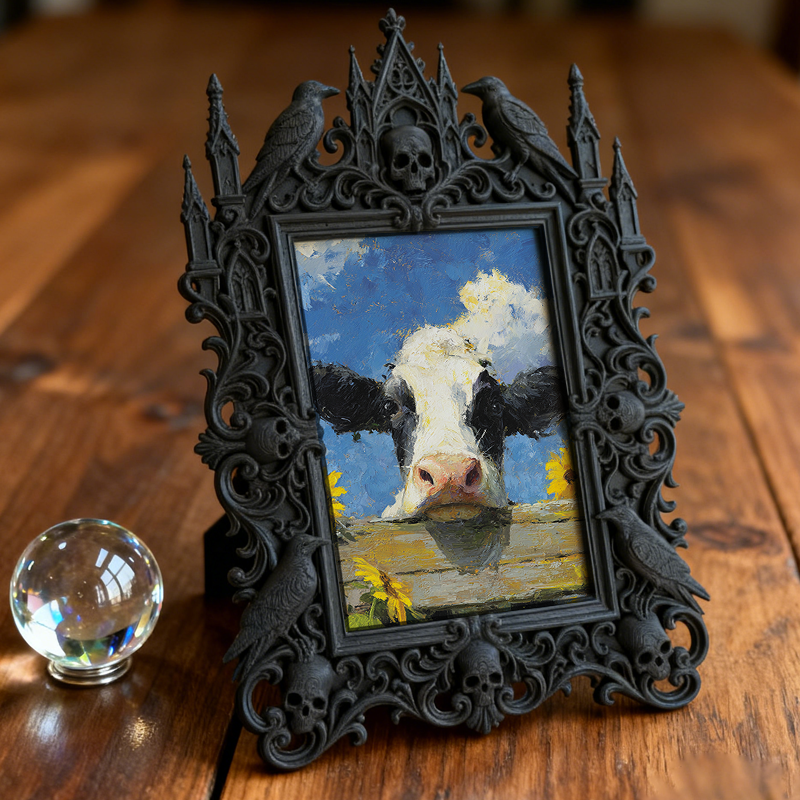 Buzzworthy Gothic Dark-style Photo Frame | Witchy Spell Candle Making Party Decor, Photo Ornament, Wall-mountable & Tabletop, Scratch-resist