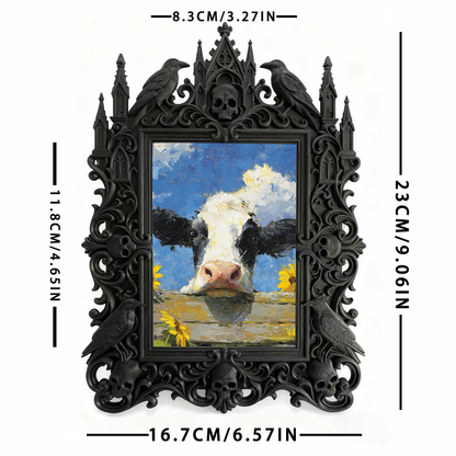 Buzzworthy Gothic Dark-style Photo Frame | Witchy Spell Candle Making Party Decor, Photo Ornament, Wall-mountable & Tabletop, Scratch-resist