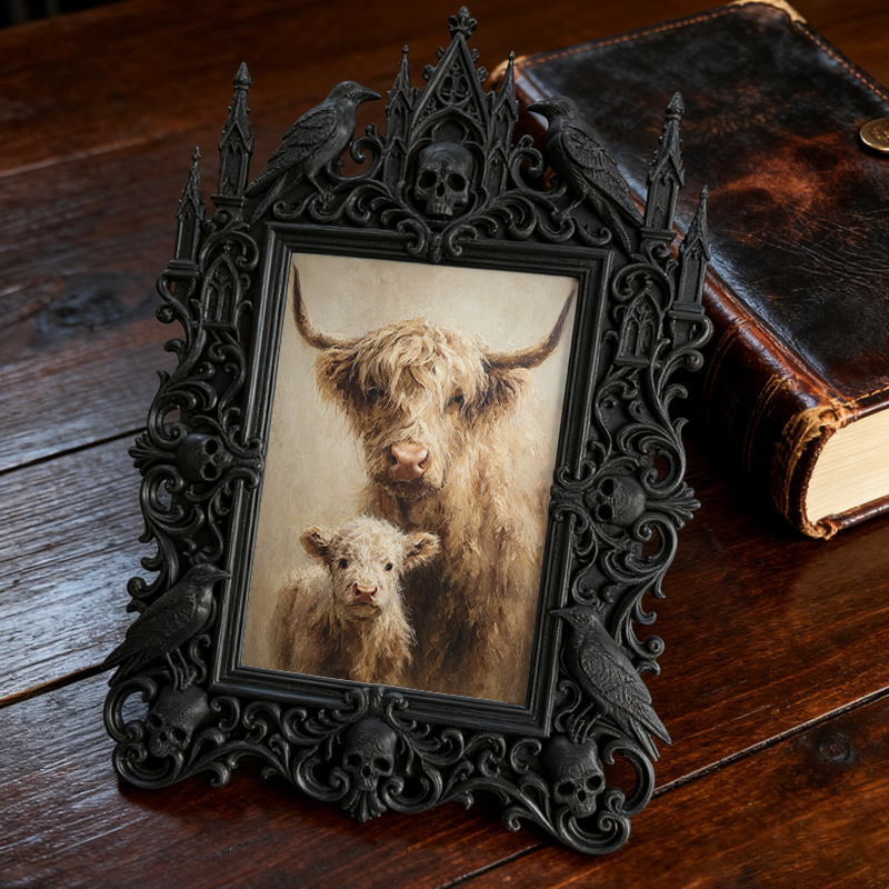 Style-essential Gothic Dark-style Photo Frame | Gothic Pet Ashes Memorial Display Decor, Photo Ornament, Wall/Table Dual-use, Eco-friendly F