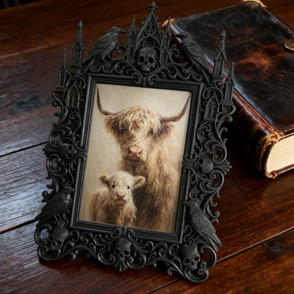 Style-essential Gothic Dark-style Photo Frame | Gothic Pet Ashes Memorial Display Decor, Photo Ornament, Wall/Table Dual-use, Eco-friendly F