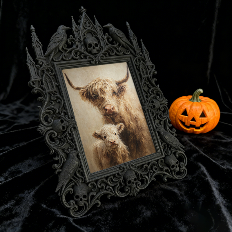 Style-essential Gothic Dark-style Photo Frame | Gothic Pet Ashes Memorial Display Decor, Photo Ornament, Wall/Table Dual-use, Eco-friendly F