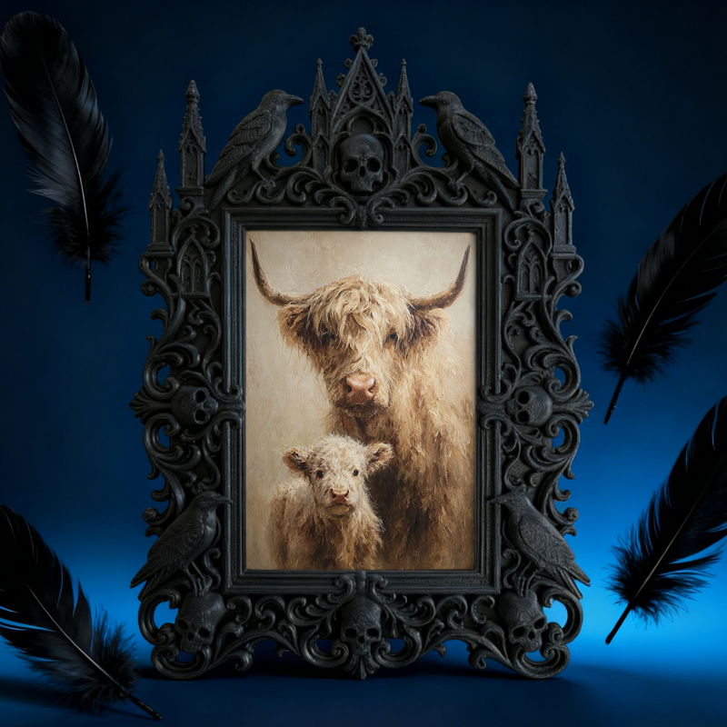 Style-essential Gothic Dark-style Photo Frame | Gothic Pet Ashes Memorial Display Decor, Photo Ornament, Wall/Table Dual-use, Eco-friendly F