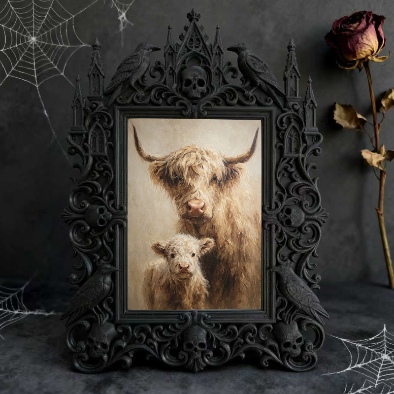 Style-essential Gothic Dark-style Photo Frame | Gothic Pet Ashes Memorial Display Decor, Photo Ornament, Wall/Table Dual-use, Eco-friendly F