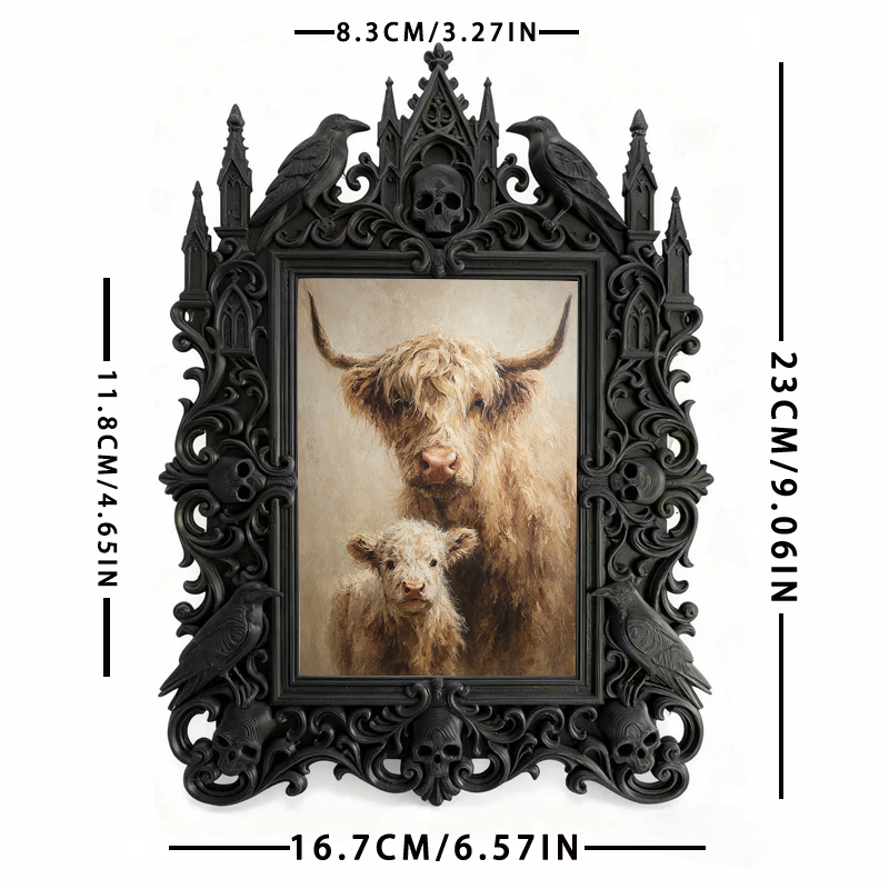 Style-essential Gothic Dark-style Photo Frame | Gothic Pet Ashes Memorial Display Decor, Photo Ornament, Wall/Table Dual-use, Eco-friendly F