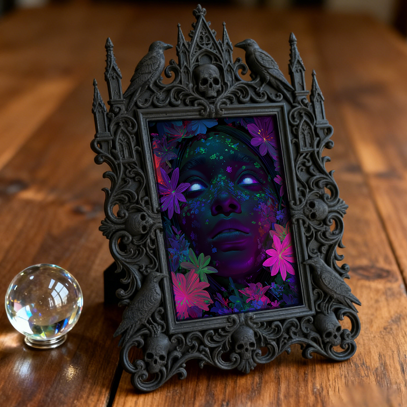 Must-own Gothic Dark-style Photo Frame | Dark Art Tattoo Studio Client Photo Wall Decor, Photo Ornament, Wall-mountable & Tabletop, Slim Fra