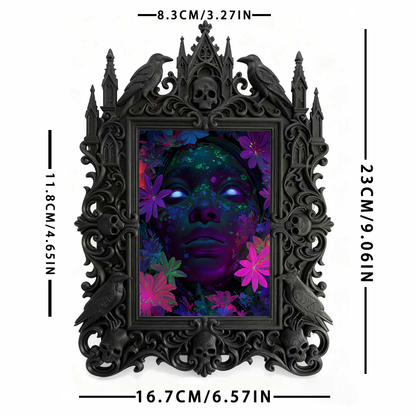 Must-own Gothic Dark-style Photo Frame | Dark Art Tattoo Studio Client Photo Wall Decor, Photo Ornament, Wall-mountable & Tabletop, Slim Fra