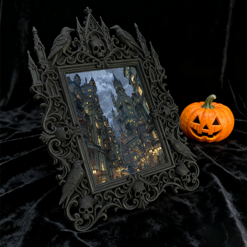 Cool-dark-vibe Gothic Dark-style Photo Frame | Horror Video Game Character Art Room Decor, Photo Ornament, Dual-use Display, Minimalist Fram