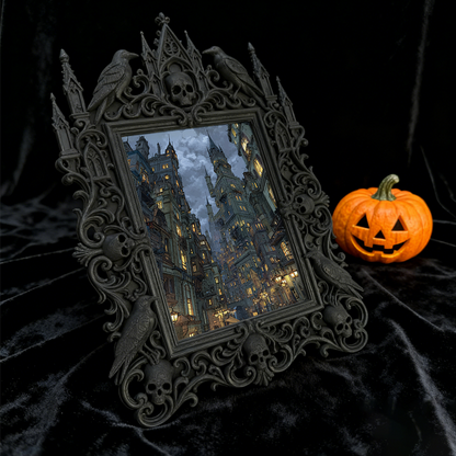 Cool-dark-vibe Gothic Dark-style Photo Frame | Horror Video Game Character Art Room Decor, Photo Ornament, Dual-use Display, Minimalist Fram