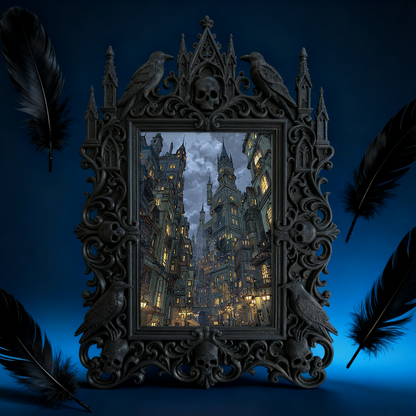 Cool-dark-vibe Gothic Dark-style Photo Frame | Horror Video Game Character Art Room Decor, Photo Ornament, Dual-use Display, Minimalist Fram