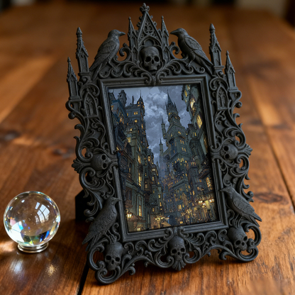 Cool-dark-vibe Gothic Dark-style Photo Frame | Horror Video Game Character Art Room Decor, Photo Ornament, Dual-use Display, Minimalist Fram