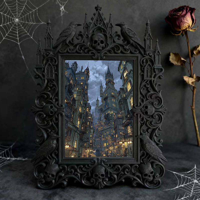 Cool-dark-vibe Gothic Dark-style Photo Frame | Horror Video Game Character Art Room Decor, Photo Ornament, Dual-use Display, Minimalist Fram