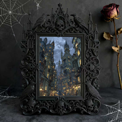Cool-dark-vibe Gothic Dark-style Photo Frame | Horror Video Game Character Art Room Decor, Photo Ornament, Dual-use Display, Minimalist Fram